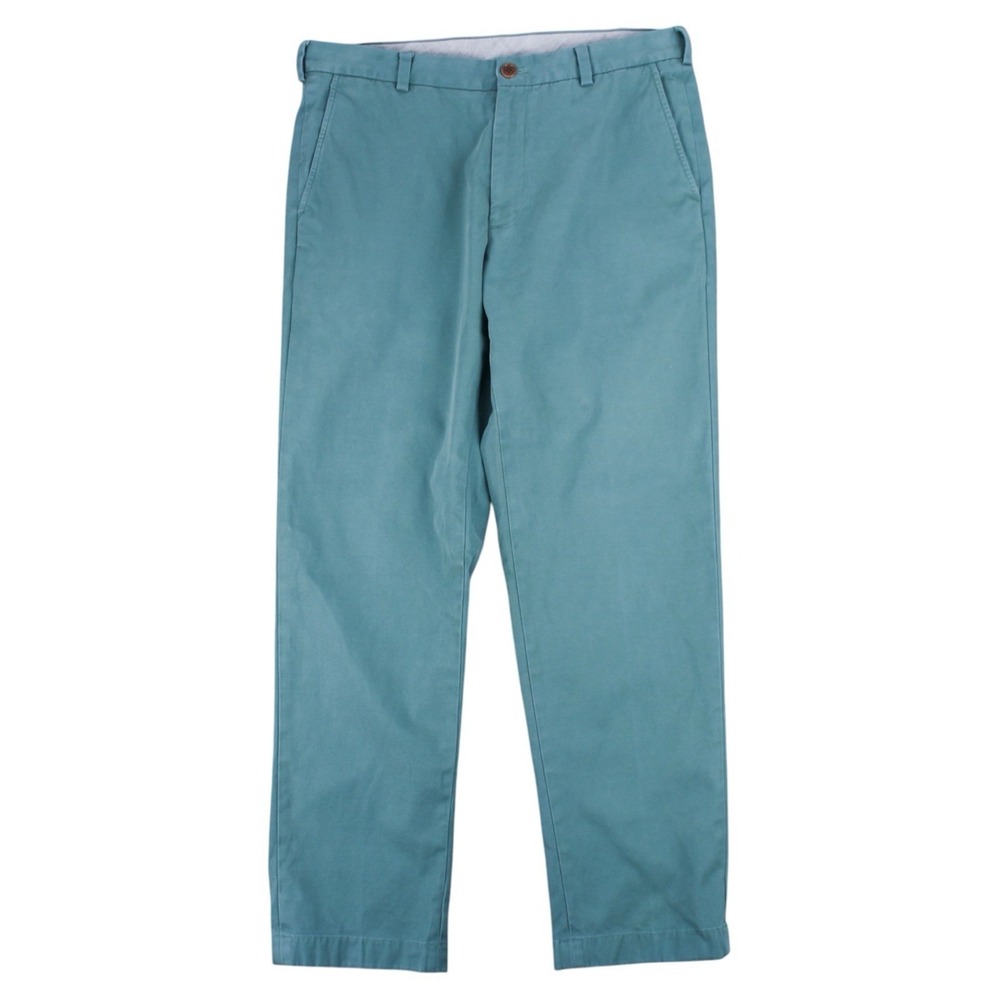 Brooks Brothers Clark Chino Pants Green Cotton Stretch Men's 35x32